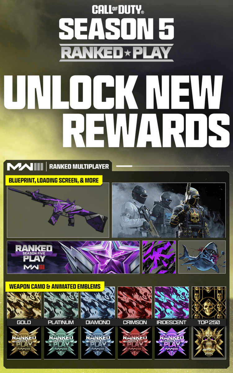 mw3 season 5 ranked play rewards